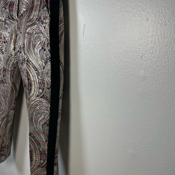 J Crew Collection Café Capri Gilded Paisley Jacquard Tuxedo Stripe Pants Size 2 - Picture 7 of 15